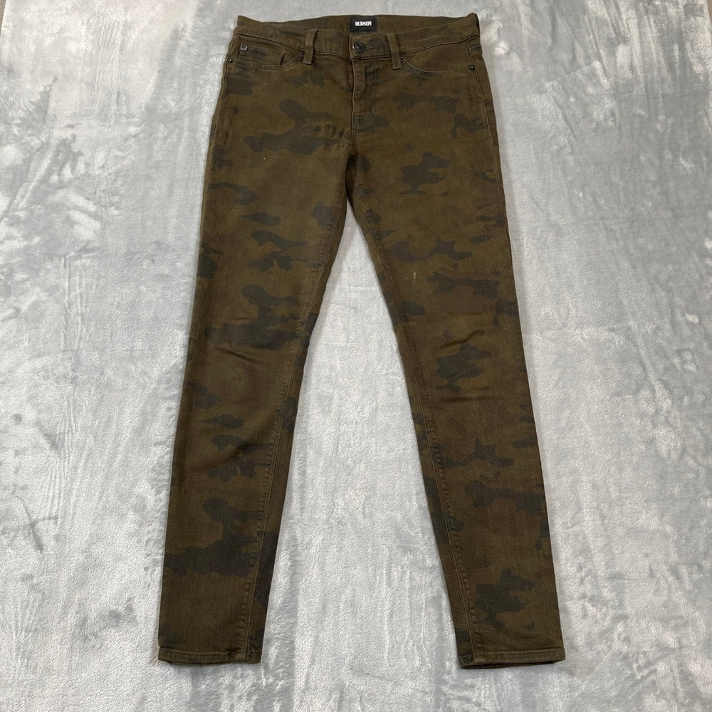 Hudson Jeans Size 28 Camouflage Skinny Olive Green Brown Stretch